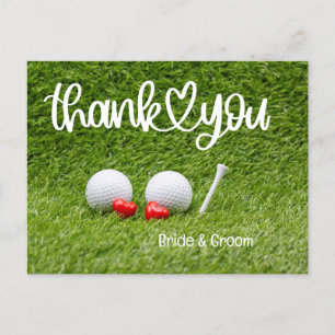 Postal Boda de golf Gracias carta con amor sobre el céspe