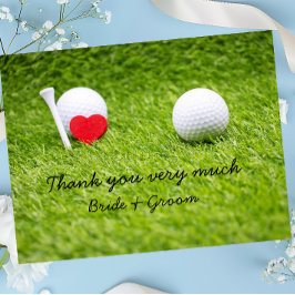 Postal Boda de golf Gracias carta con amor sobre el céspe