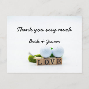 Postal Boda de golf novia novio golf tee con amor