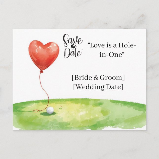 Postal Boda de Golf Save the Date Curso de Golf Elegante (Anverso)