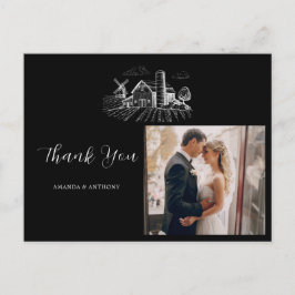 Postal Boda de granero Country Western Agradecimiento