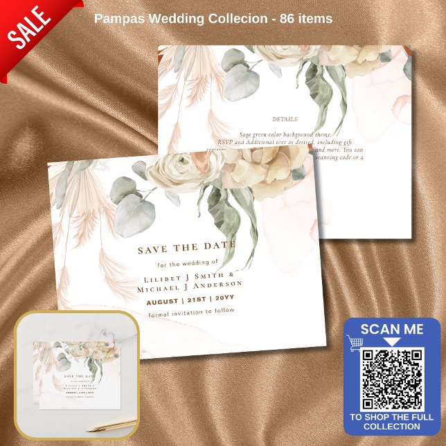 Postal Boda de Grass de Terracotta Pampas (Subido por el creador)
