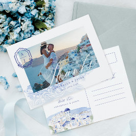 Postal Boda de Grecia Gracias Script Monograma Foto
