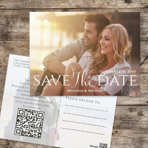 Postal Boda de guión de caligrafía elegante de código QR 