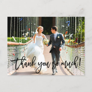 Postal Boda De Guión De Pincel Moderno Muchas Gracias