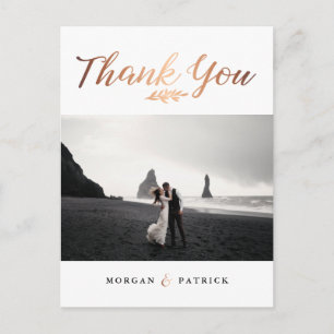 Postal Boda de guión dorado. Gracias.