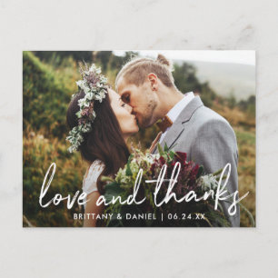 Postal Boda de guión escrito a mano Amor y Gracias