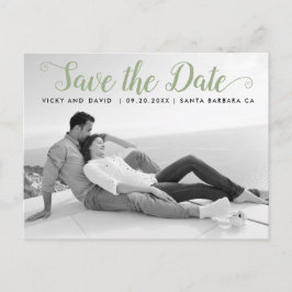 Postal Boda de guión verde sabio Guardar foto de fecha
