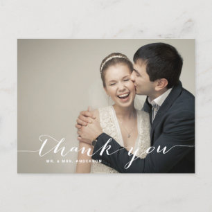 Postal Boda de guiones blancos. Gracias Postcard