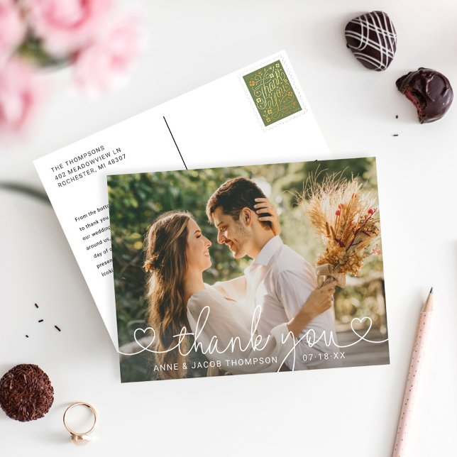 Postal Boda de guiones de corazón simple y moderno (Subido por el creador)