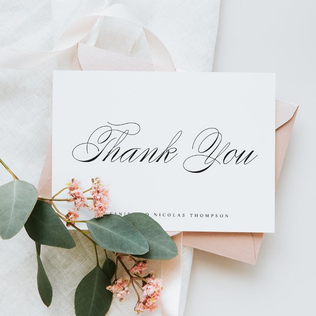 Postal Boda de guiones elegantes y negros gracias (Subido por el creador)