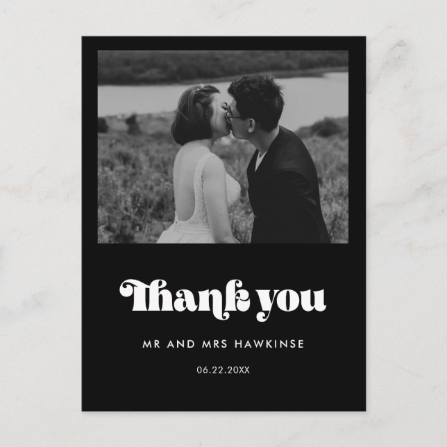 Postal Boda de guiones retro vintage (Anverso)