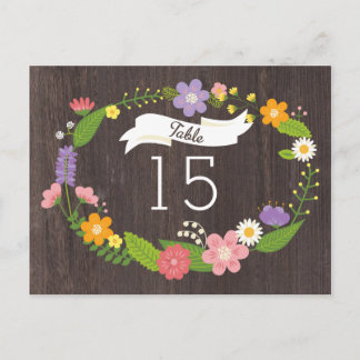 Postal Boda de guirnaldas florales rusas de Woodland