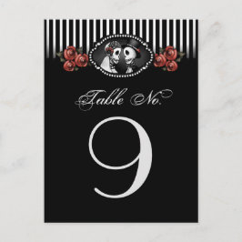 Postal Boda de Halloween blanco negro esqueletos Floral r