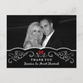 Postal Boda de Halloween Skeletons Heart Photo You