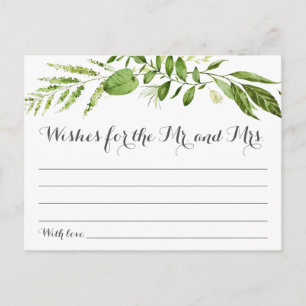 Postal Boda de hojas verdes desea tarjetas, vegetación rú