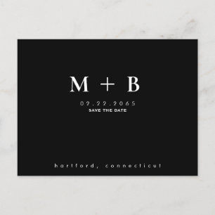Postal Boda de iniciales simples negras QR Save the Date