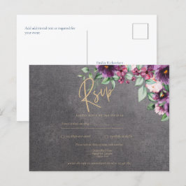 Postal Boda de invierno con flores de Berry gris plateado