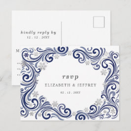Postal Boda de invierno copos de nieve Marina Plata RSVP