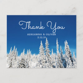 Postal Boda de Invierno de los Pinos de Nieve Gracias