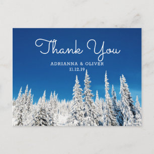 Postal Boda de Invierno de los Pinos de Nieve Gracias