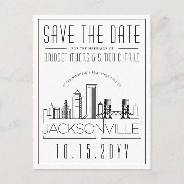 Postal Boda de Jacksonville | Línea de horizonte Guardar  (Anverso)