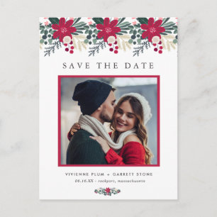 Postal Boda de la cacerola floral roja de la granja salva