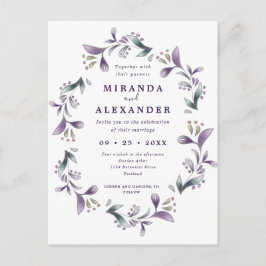 Postal Boda de la corona floral de lavanda