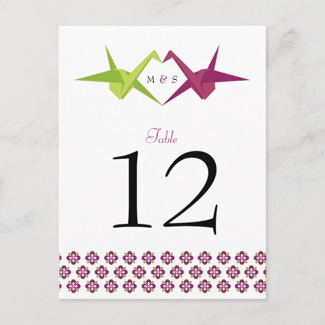 Postal Boda de la grúa de papel original (Anverso)