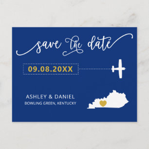 Postal Boda de la Marina Kentucky Save the Date Map Postc