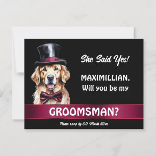 Postal Boda de la propuesta de perro del labrador dorado