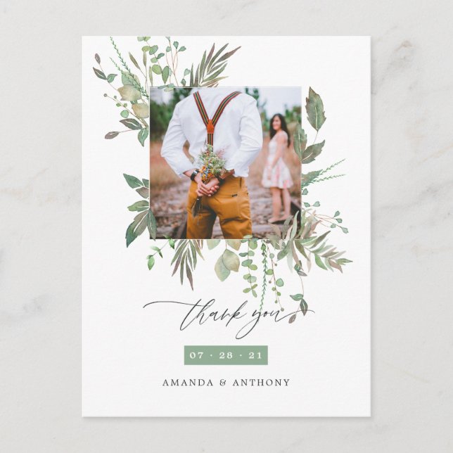 Postal Boda de la vegetación acuática. Gracias (Anverso)
