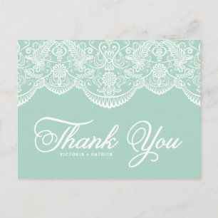 Postal Boda De Lace De Mint Brocade Gracias Postcard