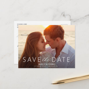 Postal boda de letra blanca para guardar la fecha