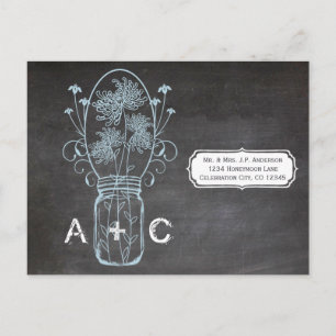Postal Boda de Light Blue Mason Jar Chalkboard