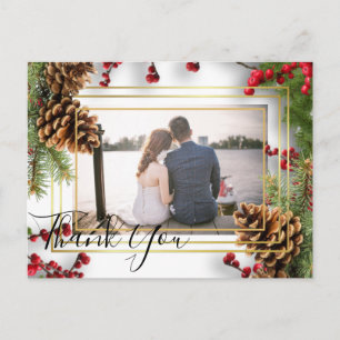 Postal Boda de los piones de invierno de Berries Rojas