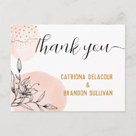 Postal Boda de los puntos de oro modernos de las flores r