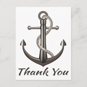 Postal Boda de Marinero Ancla de Barco Gracias Náutico