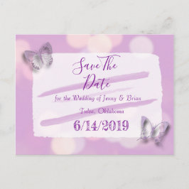 Postal Boda de mariposa de Lavender salva la fecha