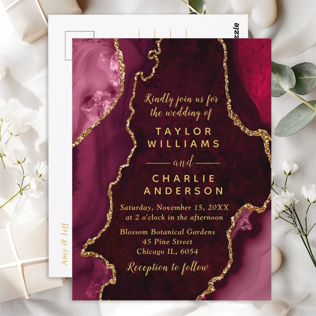 Postal Boda de mármol rojo y oro agado (Subido por el creador)