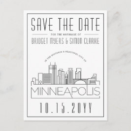 Postal Boda de Minneapol | Estilizado Skyline Guardar la