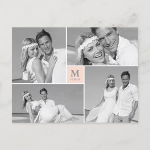 Postal Boda de Monograma de Center Square