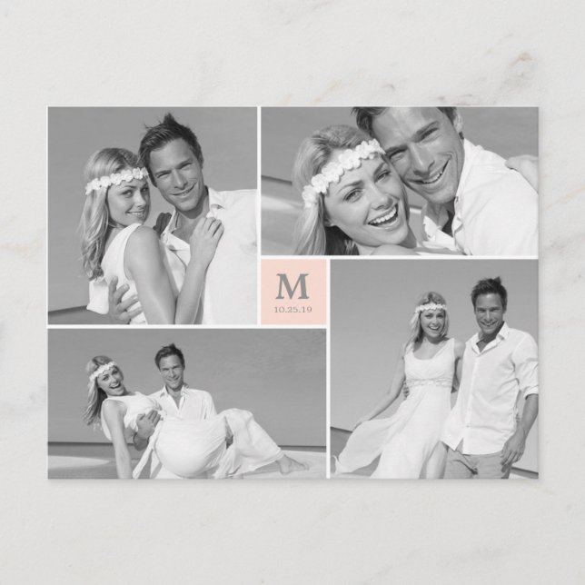 Postal Boda de Monograma de Center Square (Anverso)