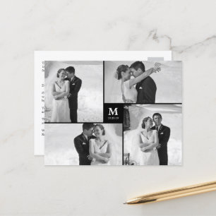 Postal Boda de Monograma de Center Square