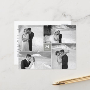 Postal Boda de Monograma de Center Square