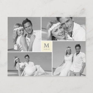 Postal Boda de Monograma de Center Square