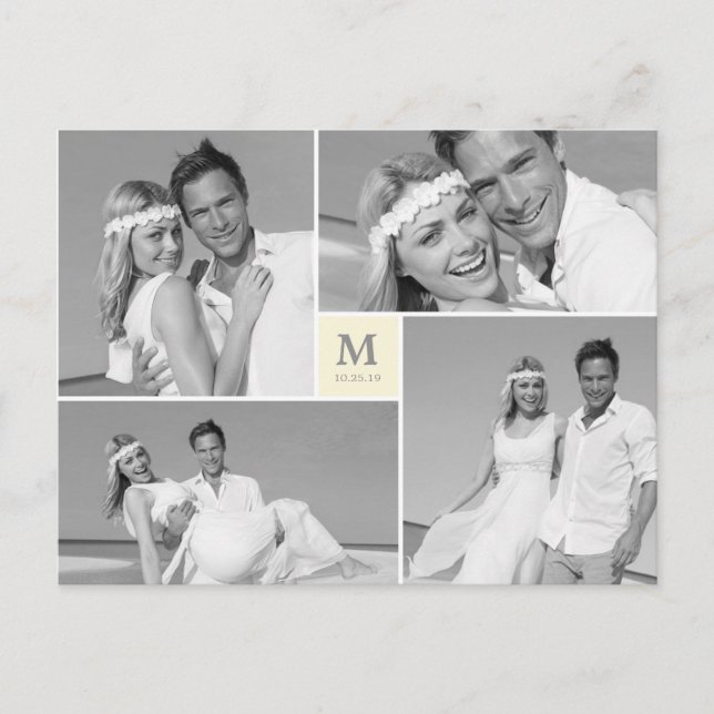 Postal Boda de Monograma de Center Square (Anverso)