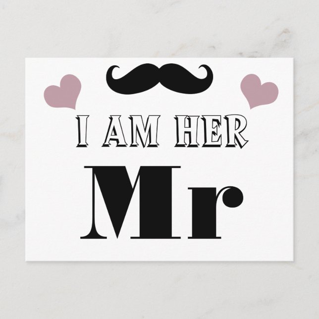 Postal Boda de Mustache Foto de Prop. Yo soy su Sr. (Anverso)