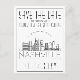 Postal Boda de Nashville | Estilizado Skyline Guardar la