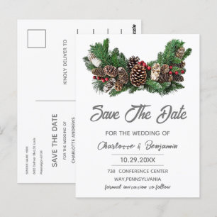 Postal Boda de Navidad de Invierno Guardar la Fecha